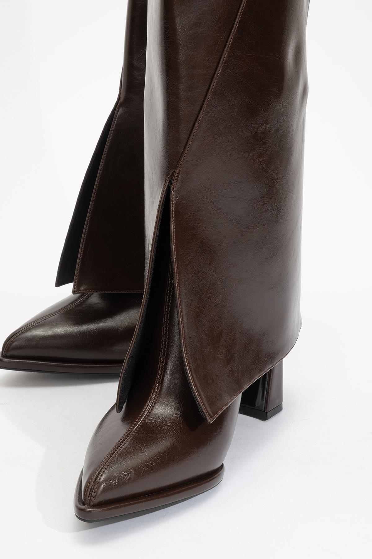 Aja - Brown Block Heel Convertible Knee-High Boot (Women) - Image 7