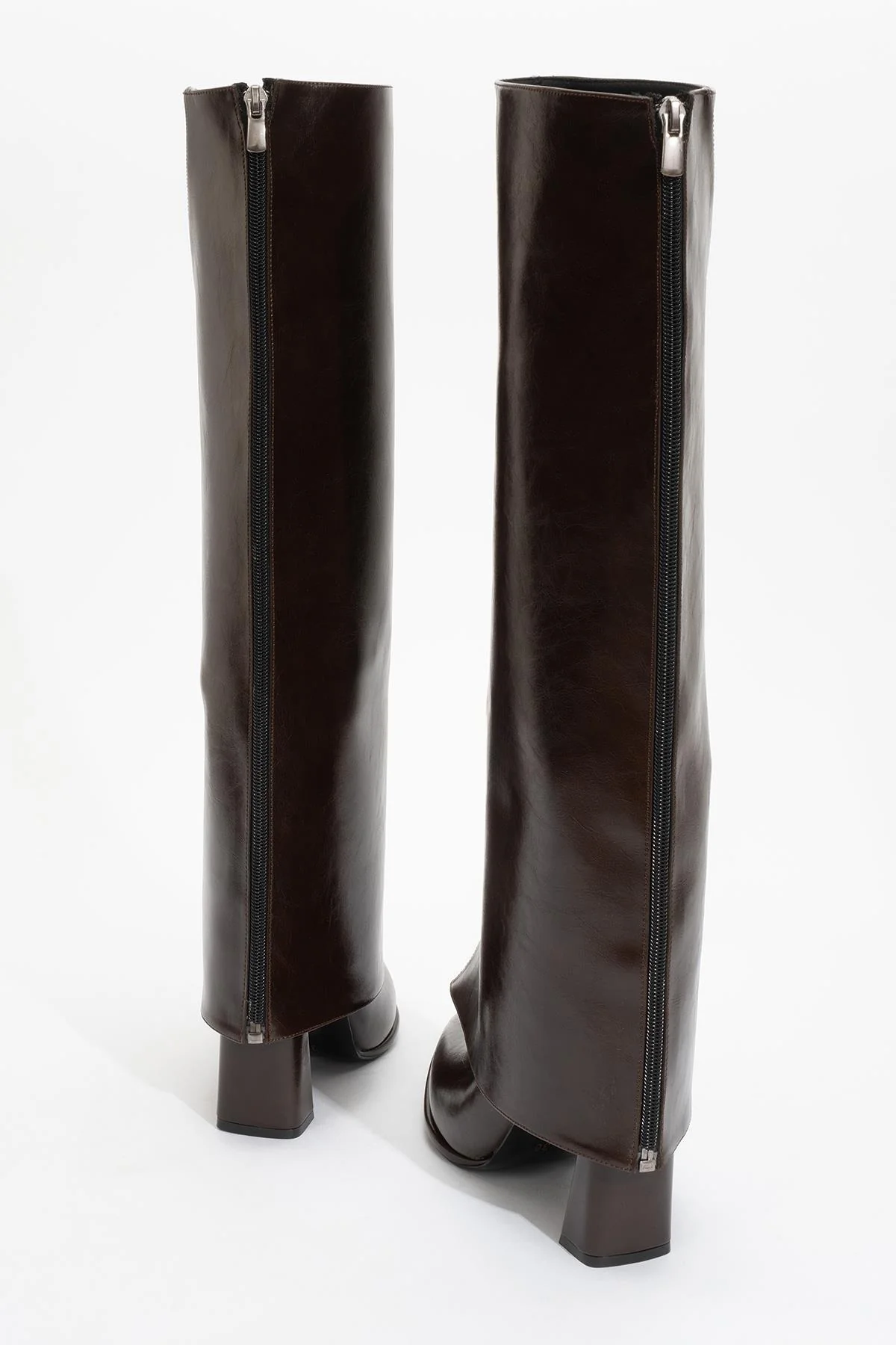 Aja - Brown Block Heel Convertible Knee-High Boot (Women) - Image 8