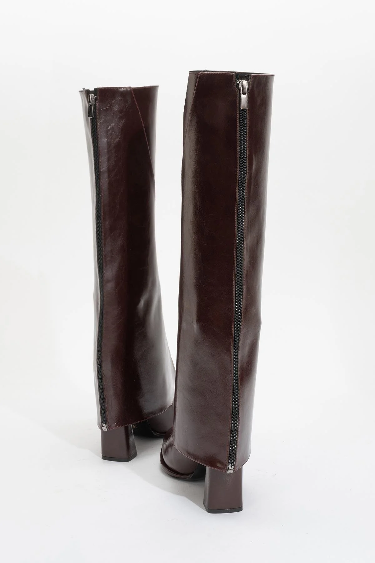 Aja - Burgundy Block Heel Convertible Knee-High Boot (Women) - Image 10
