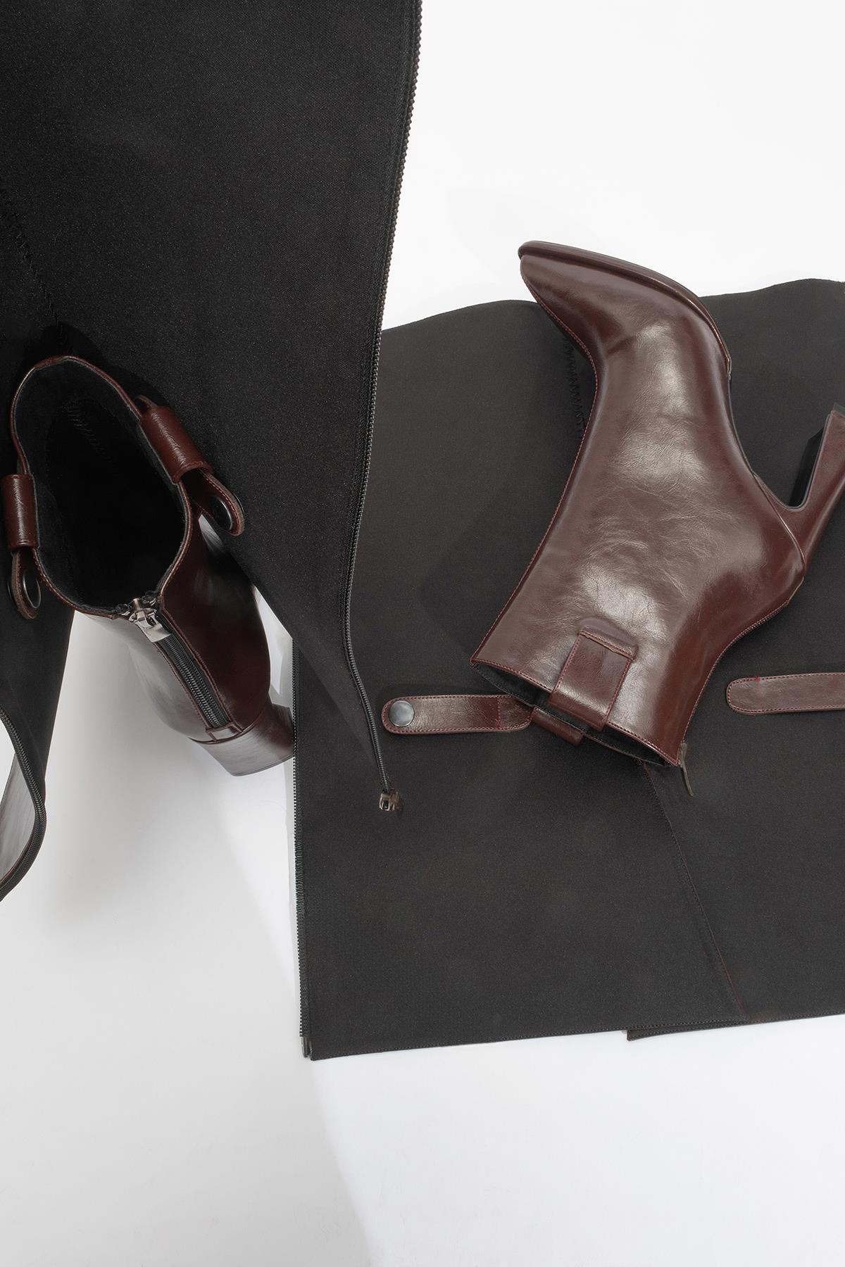 Aja - Burgundy Block Heel Convertible Knee-High Boot (Women) - Image 4