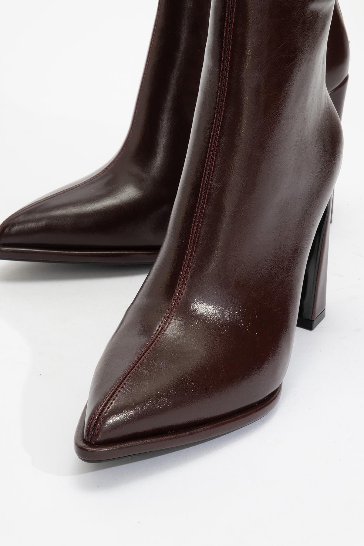 Aja - Burgundy Block Heel Convertible Knee-High Boot (Women) - Image 9