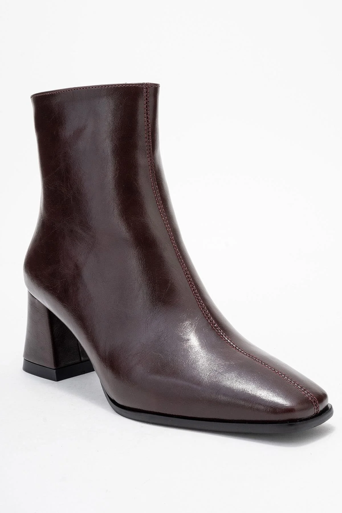 Arven - Burgundy Block Heel Ankle Boot (Women) - Image 3