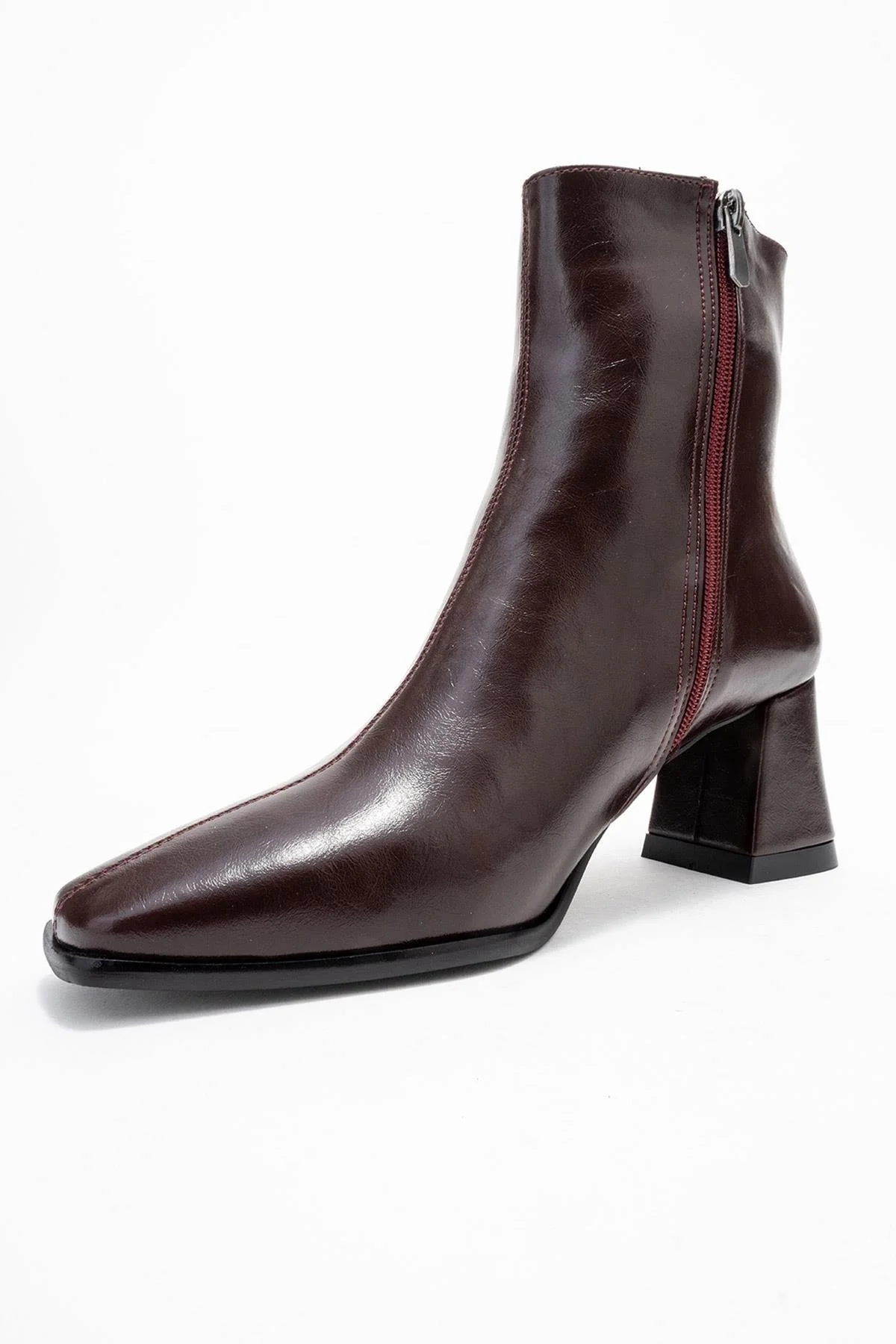 Arven - Burgundy Block Heel Ankle Boot (Women) - Image 4