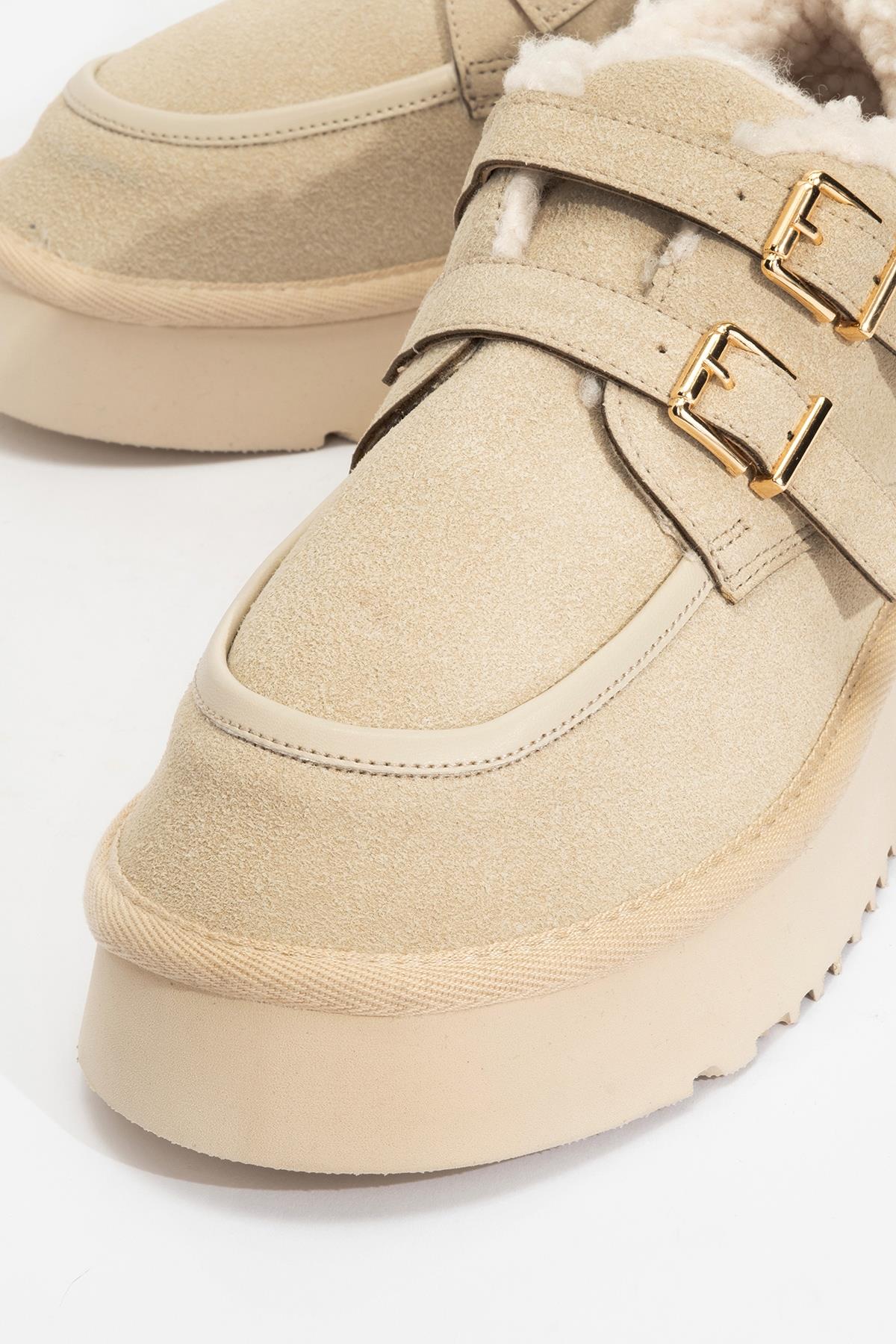 Assos - Beige Suede Short Ankle Boot (Women) - Image 3