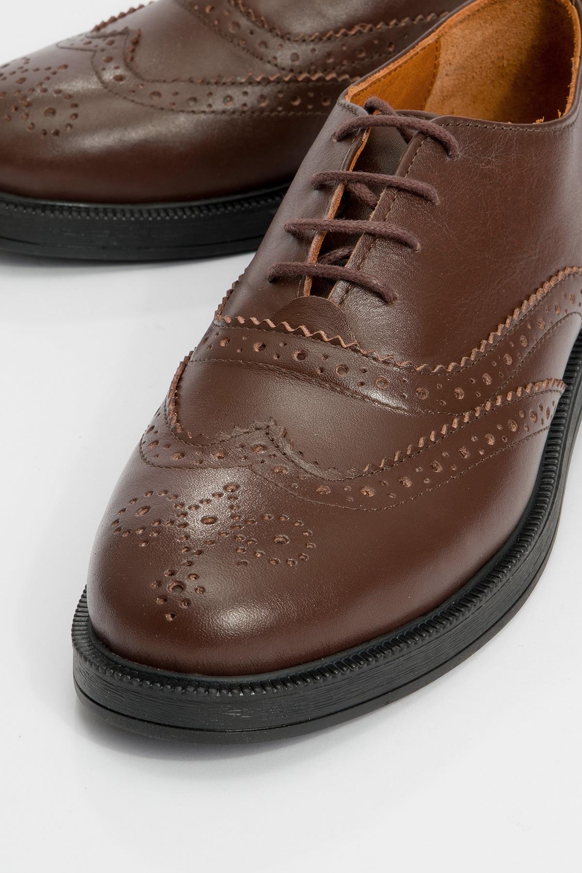 Avra - Brown Leather Oxford Shoes (Women) - Image 3