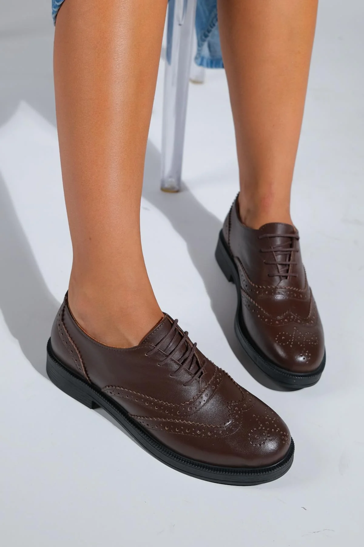 Avra - Brown Leather Oxford Shoes (Women) - Image 5
