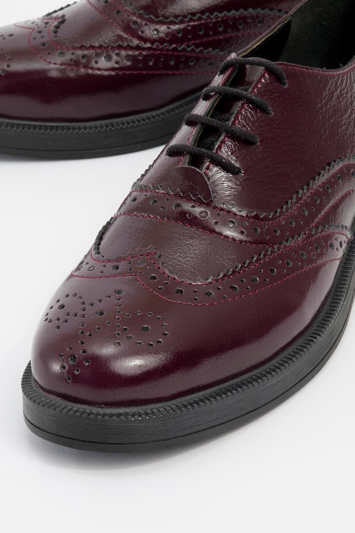 Avra - Burgundy Patent Leather Oxford Shoes (Women) - Image 3