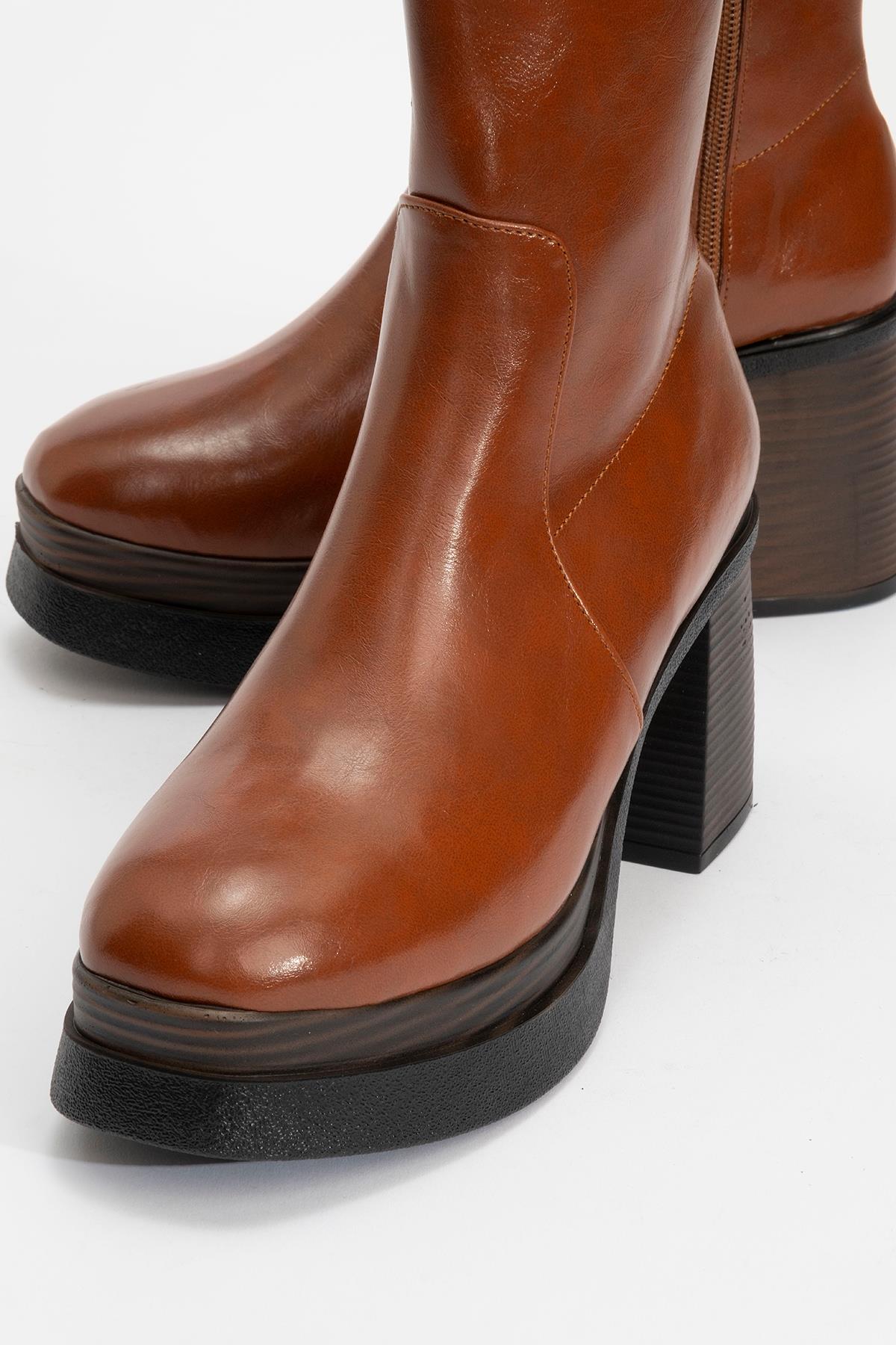 Beck - Tan Platform Heel Boot (Women) - Image 3