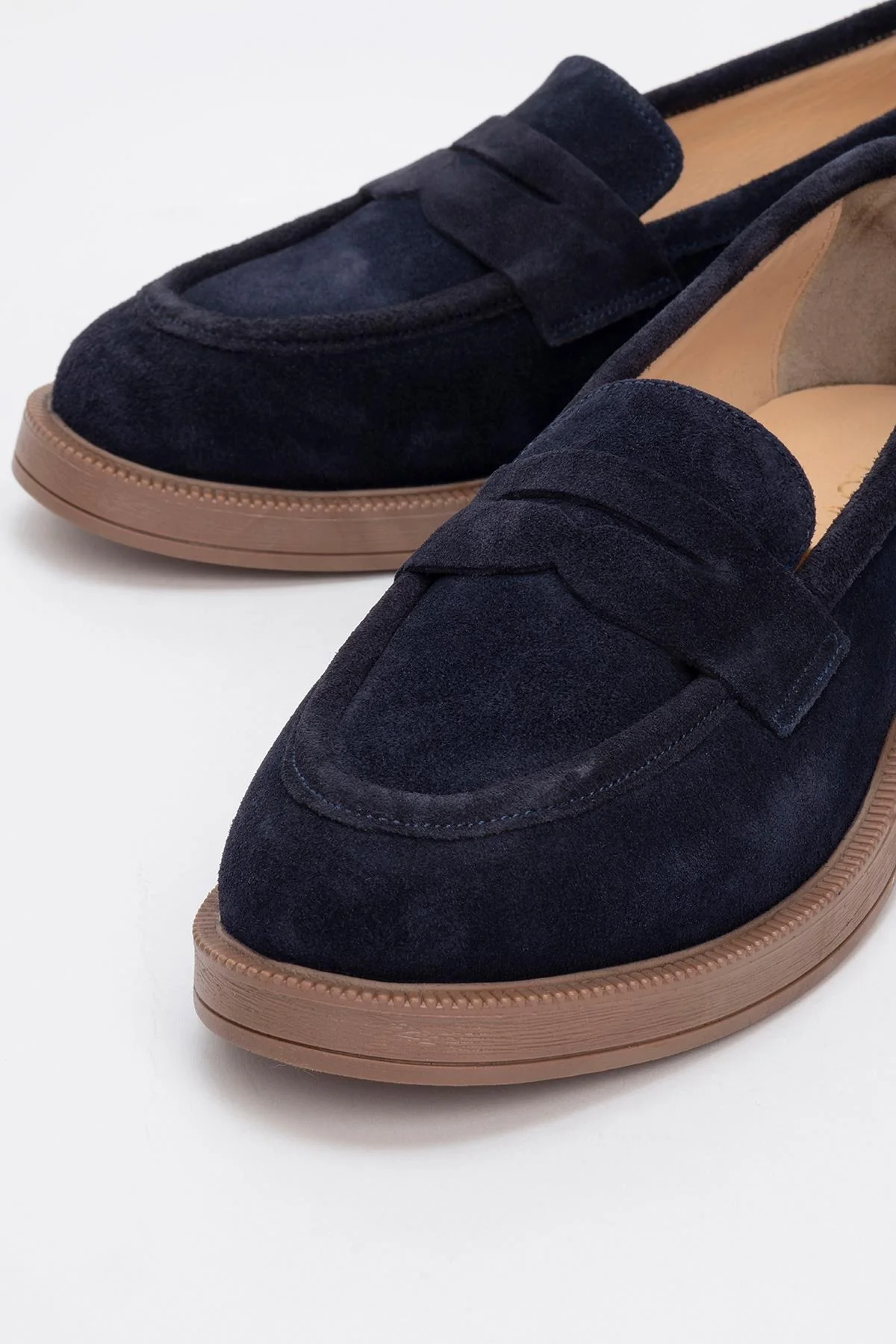 Bree - Navy Suede Platform Leather Loafers (Women) - Image 3