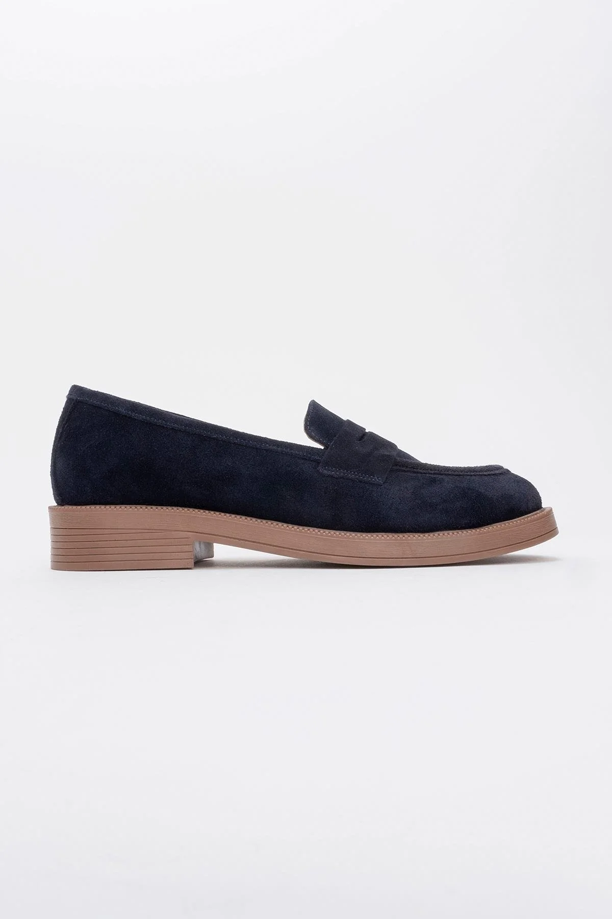 Bree - Navy Suede Platform Leather Loafers (Women) - Image 4