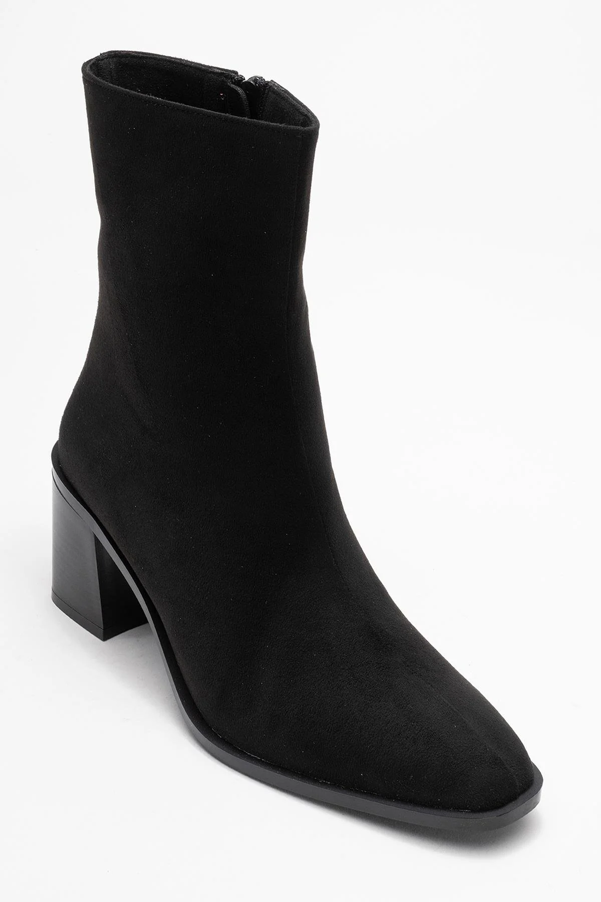 Chara - Black Suede Block Heel Ankle Boot (Women) - Image 3
