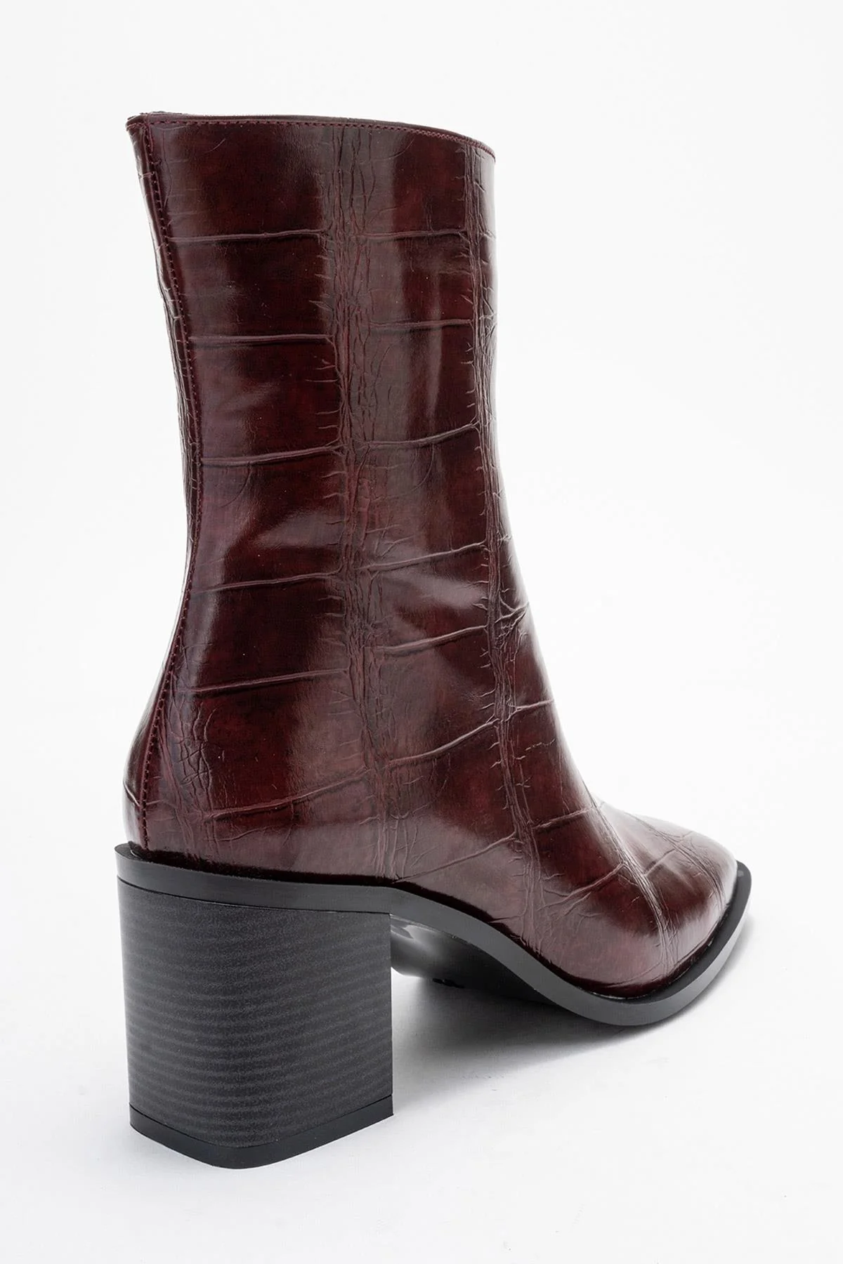 Chara - Burgundy Print Block Heel Ankle Boot (Women) - Image 5