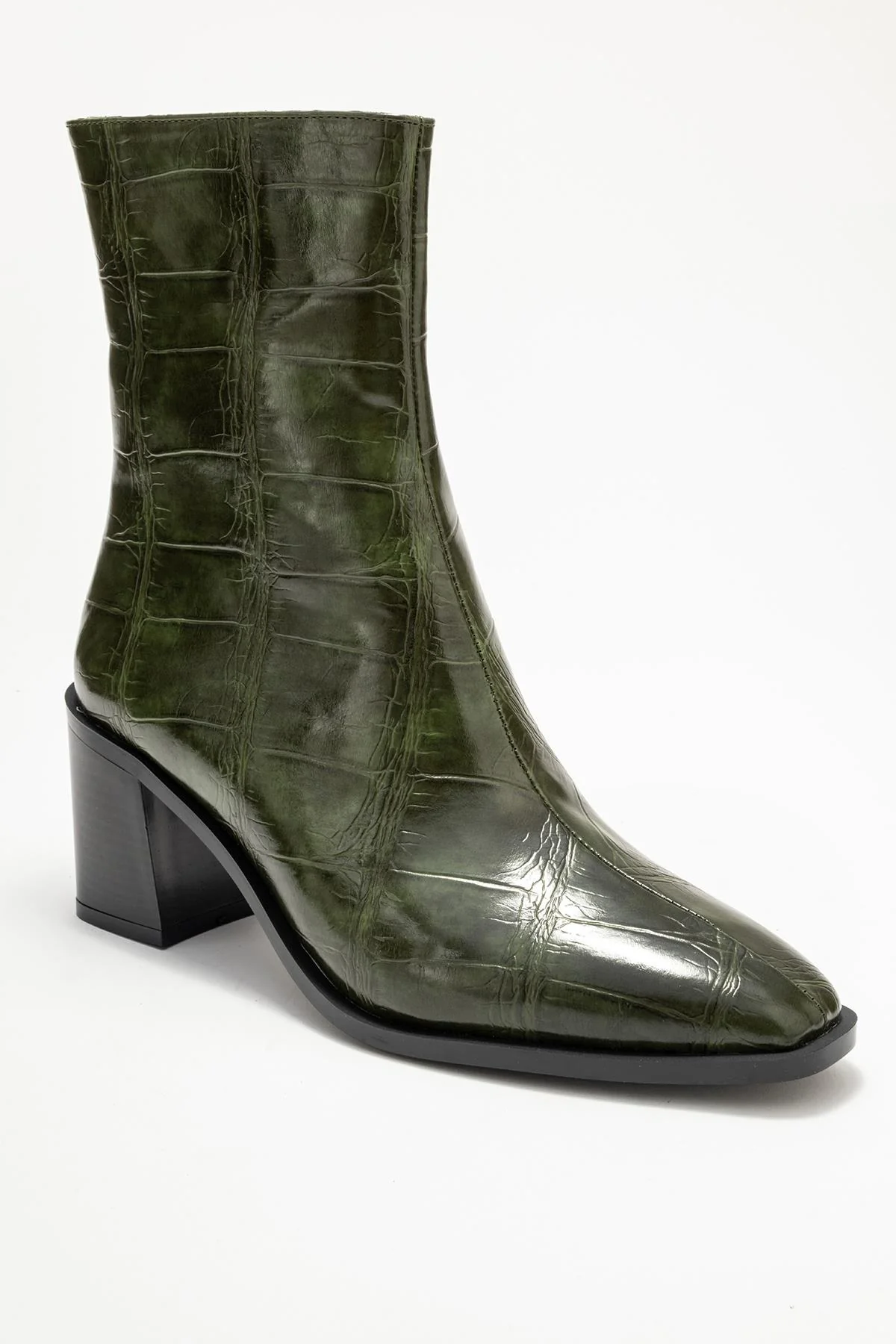 Chara - Green Printed Block Heel Boot (Women) - Image 3