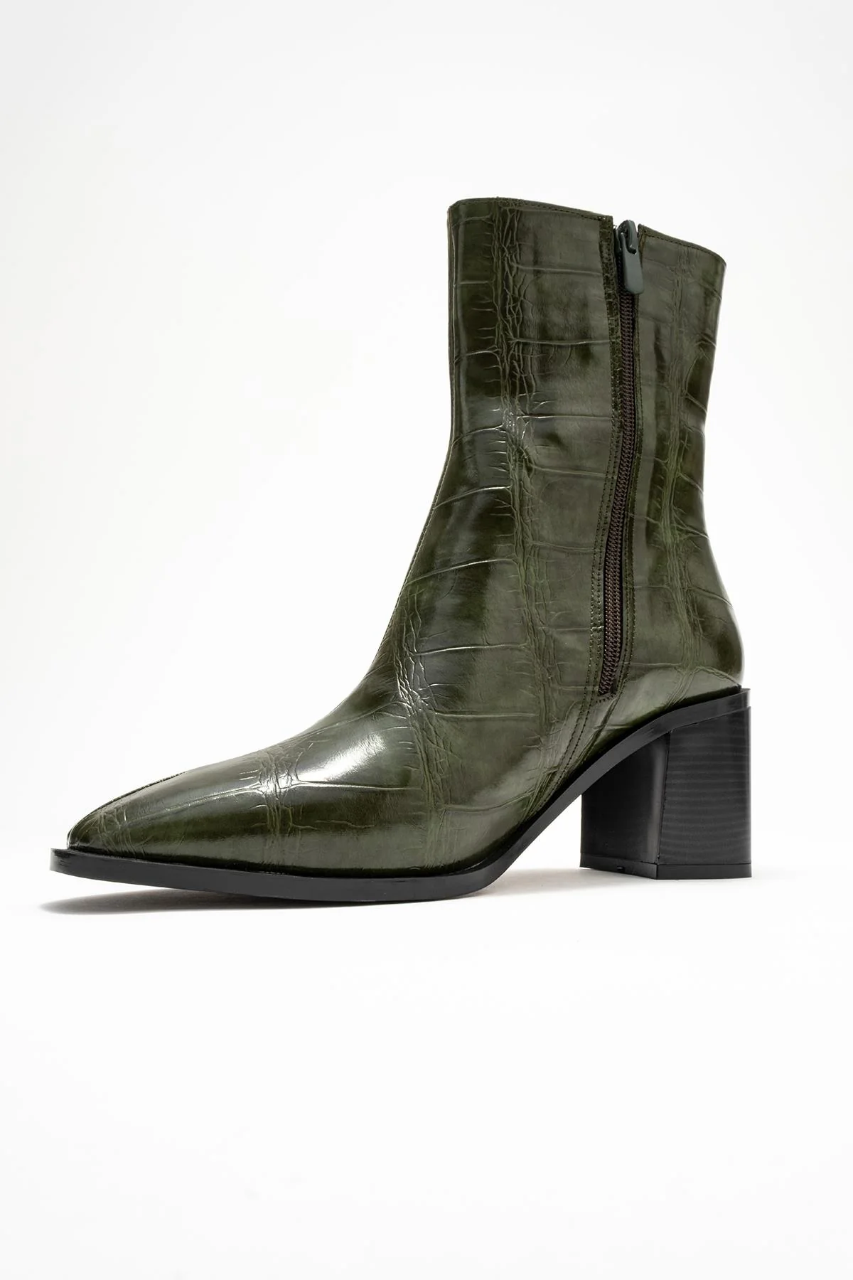 Chara - Green Printed Block Heel Boot (Women) - Image 4