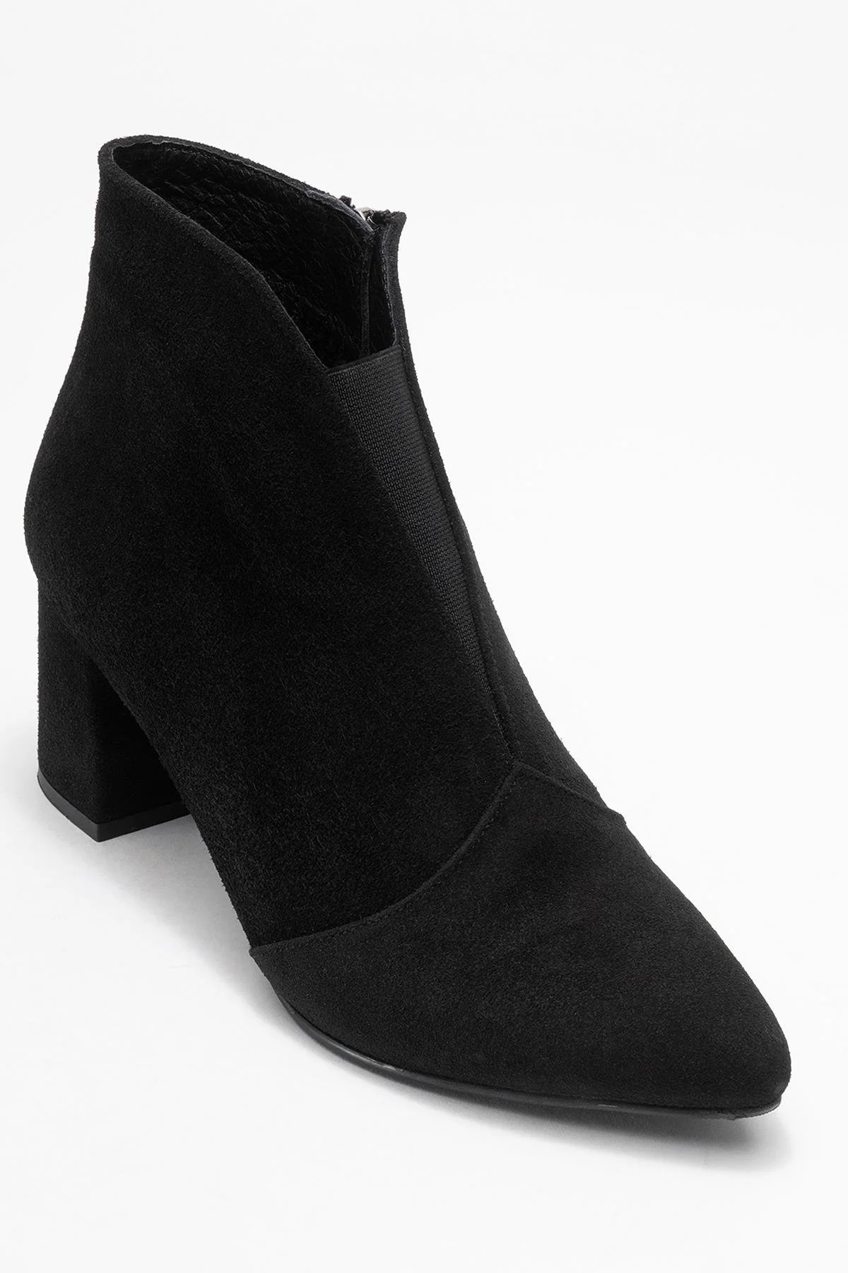 Finda - Black Suede Genuine Leather Block Heel Ankle Boot (Women) - Image 3