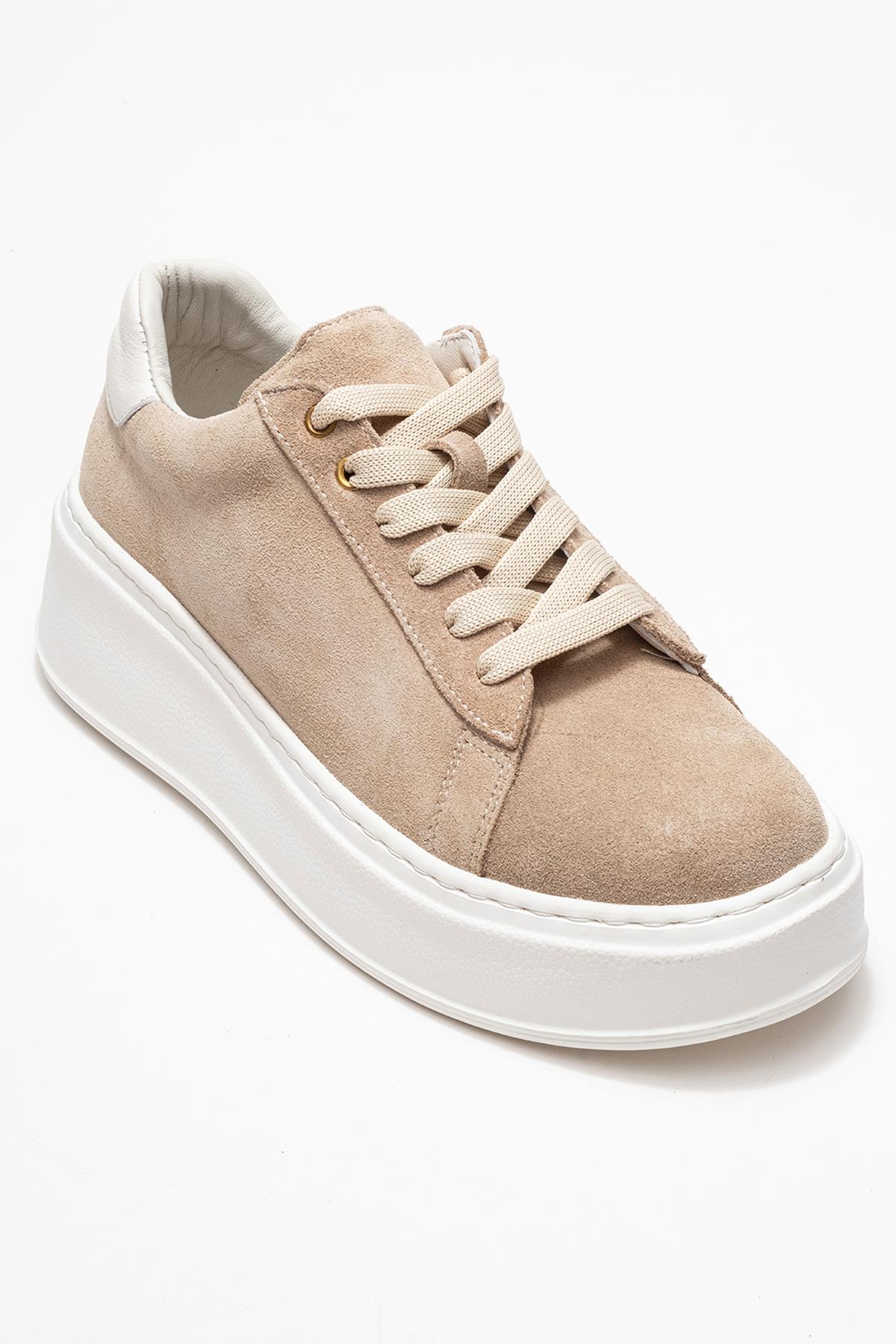 Gueno - Beige Genuine Leather Sneaker (Women) - Image 3