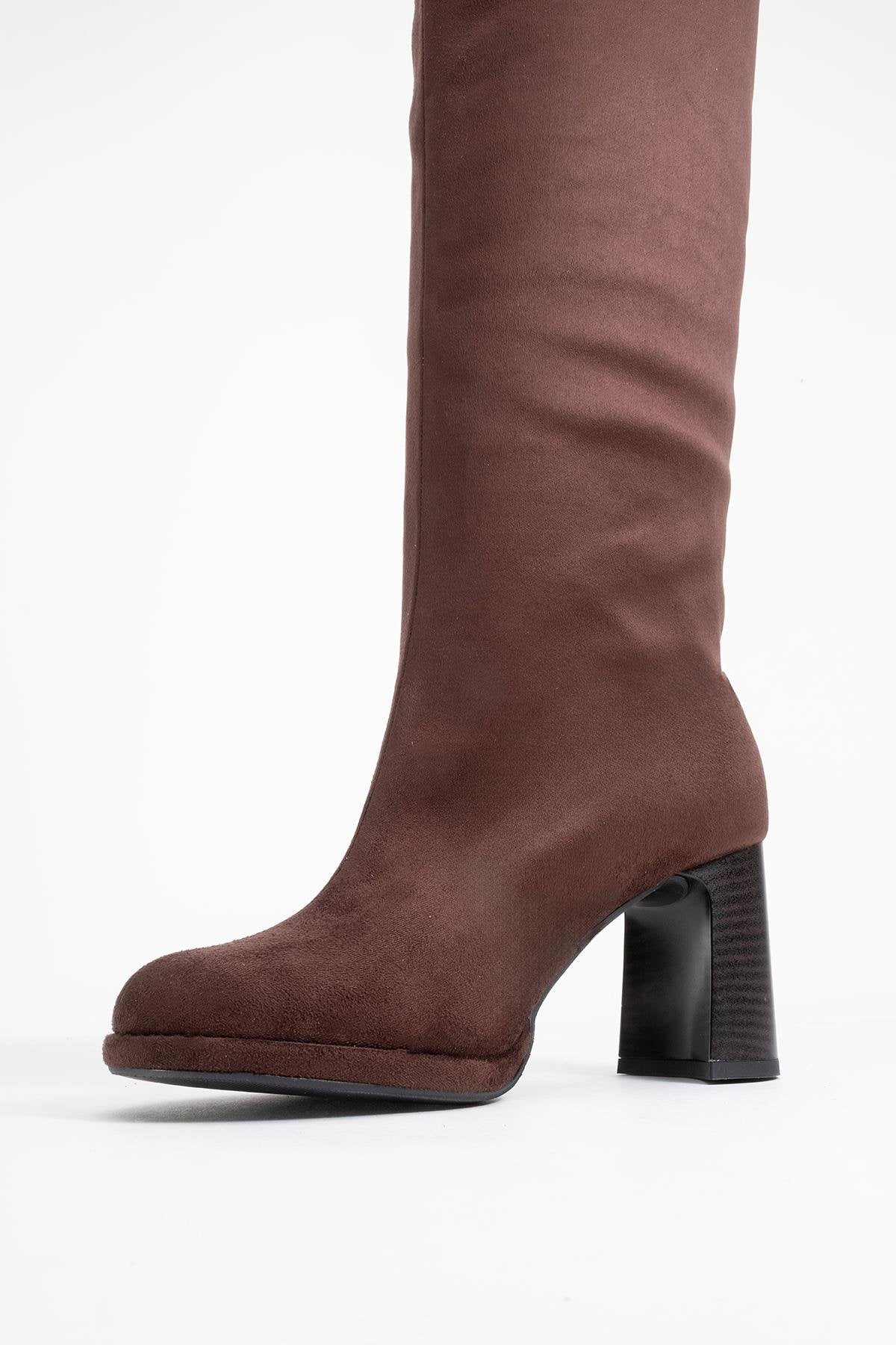 Josette - Brown Block Heel Knee-High Boot (Women) - Image 4