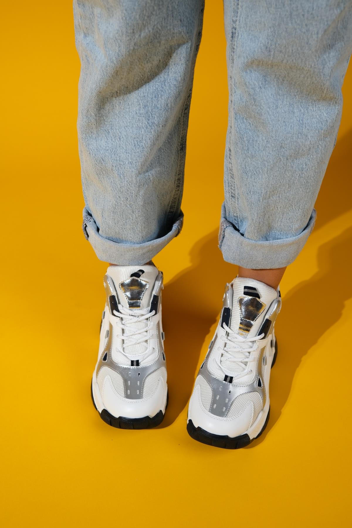 Lowel White-Navy Sneaker Boot (Women) - Image 7