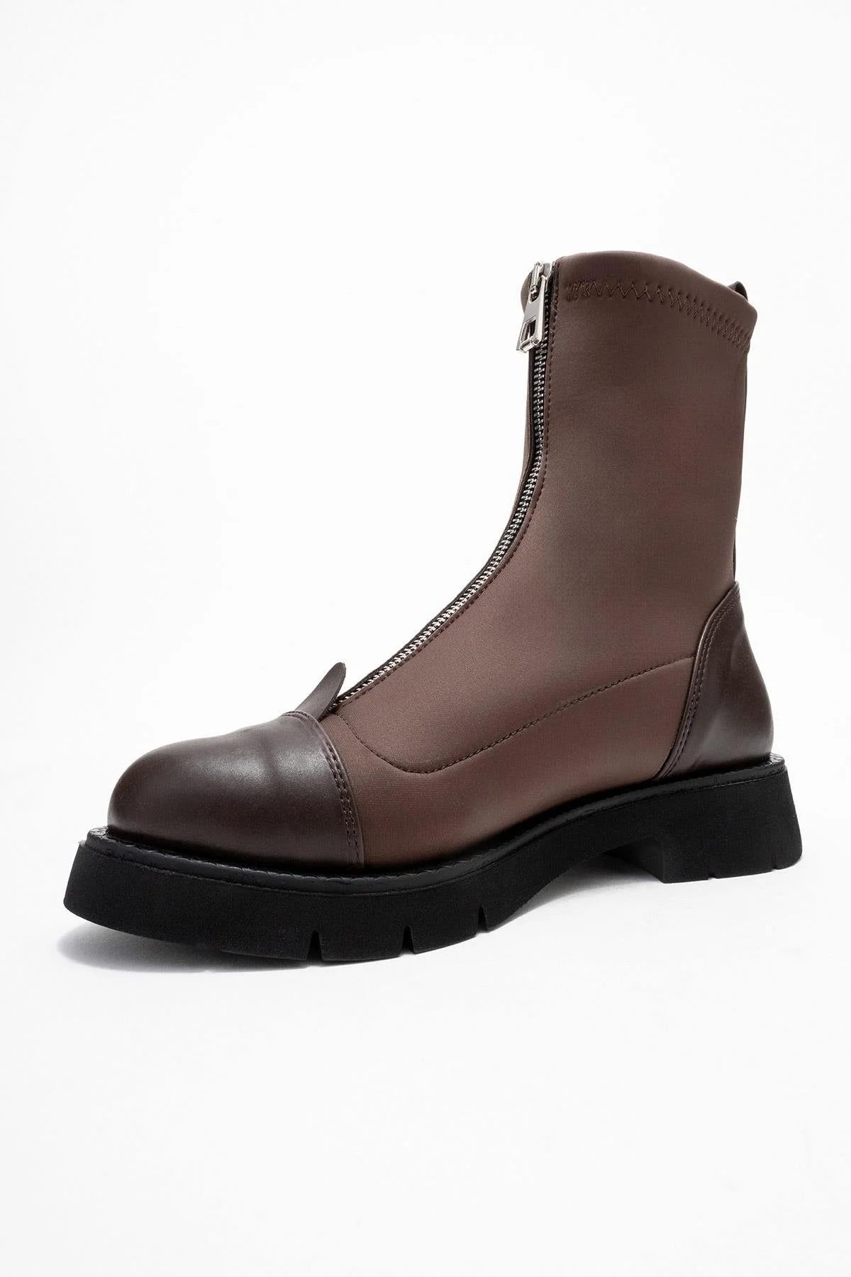 Martos - Brown Stretch Front-Zip Ankle Boot (Women) - Image 4