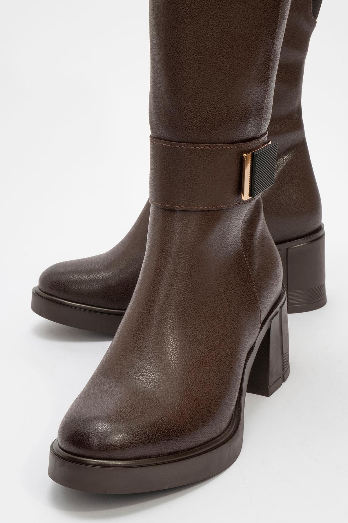 Moreni - Cognac Block Heel Knee-High Boot (Women) - Image 3