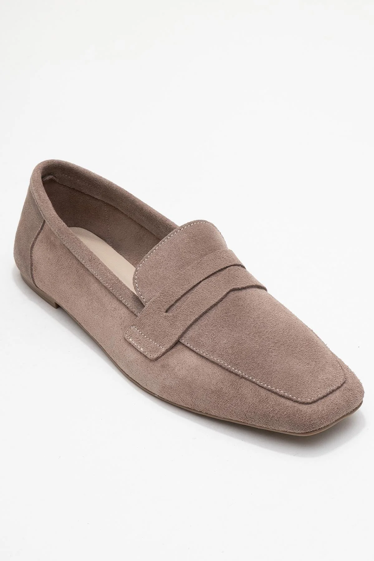 Morne - Taupe Suede Genuine Leather Loafer (Women) - Image 3
