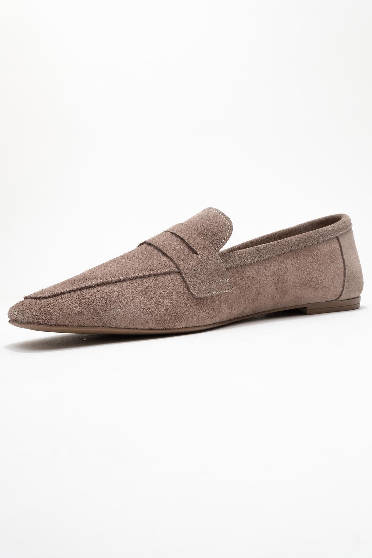 Morne - Taupe Suede Genuine Leather Loafer (Women) - Image 4