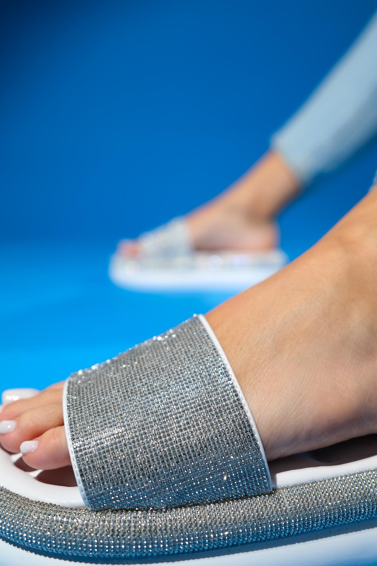 Oeste White Rhinestone Platform Slide (Women) - Image 3