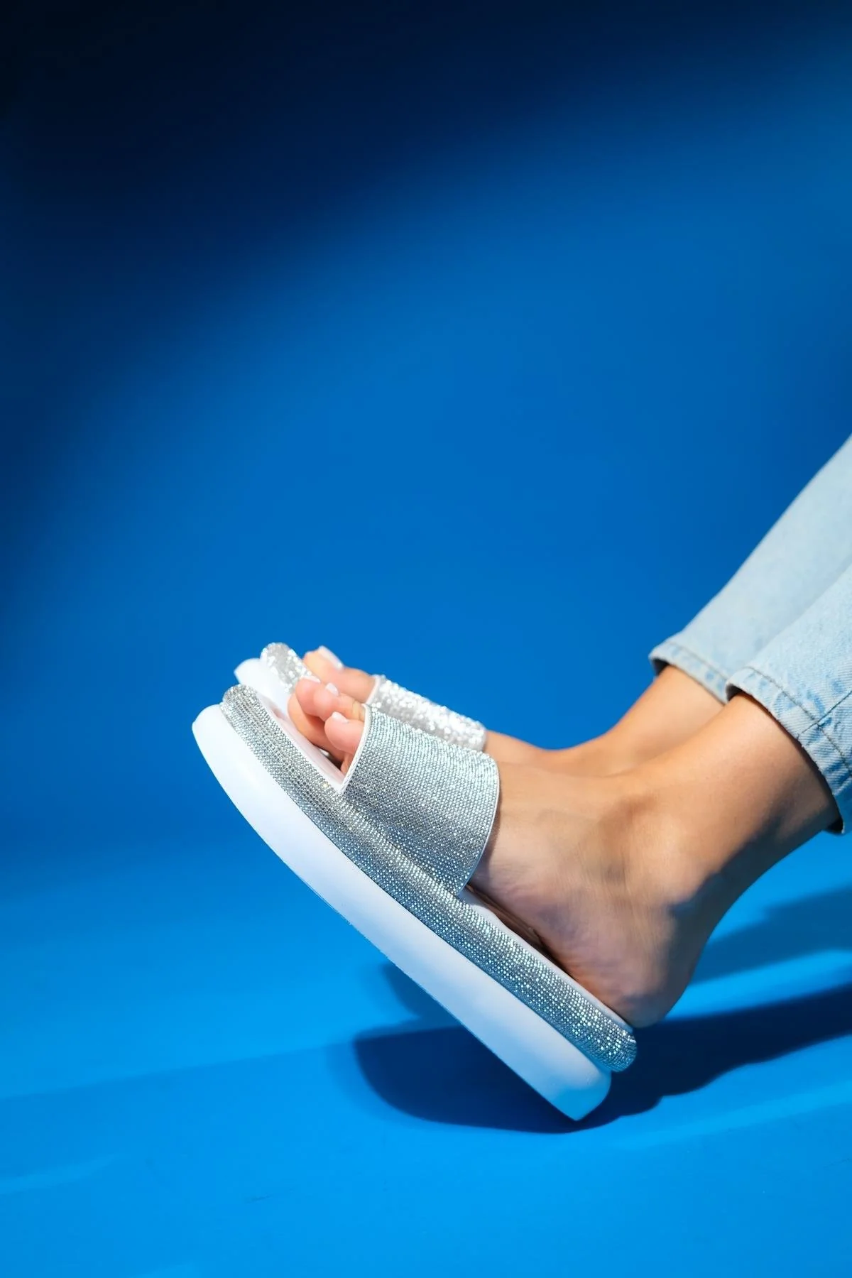 Oeste White Rhinestone Platform Slide (Women) - Image 4