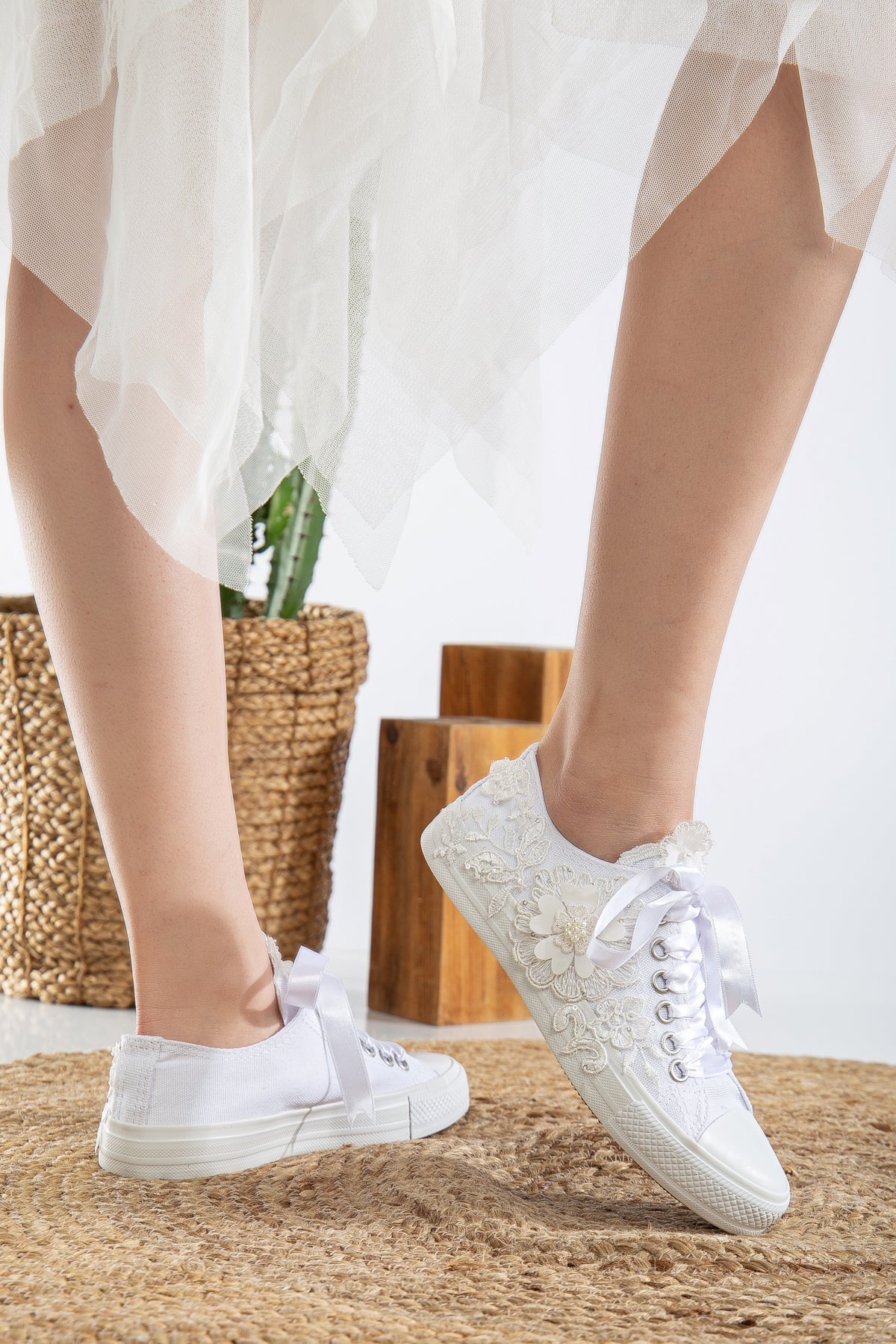 Peyton - White Low Wedding Sneakers - Image 5