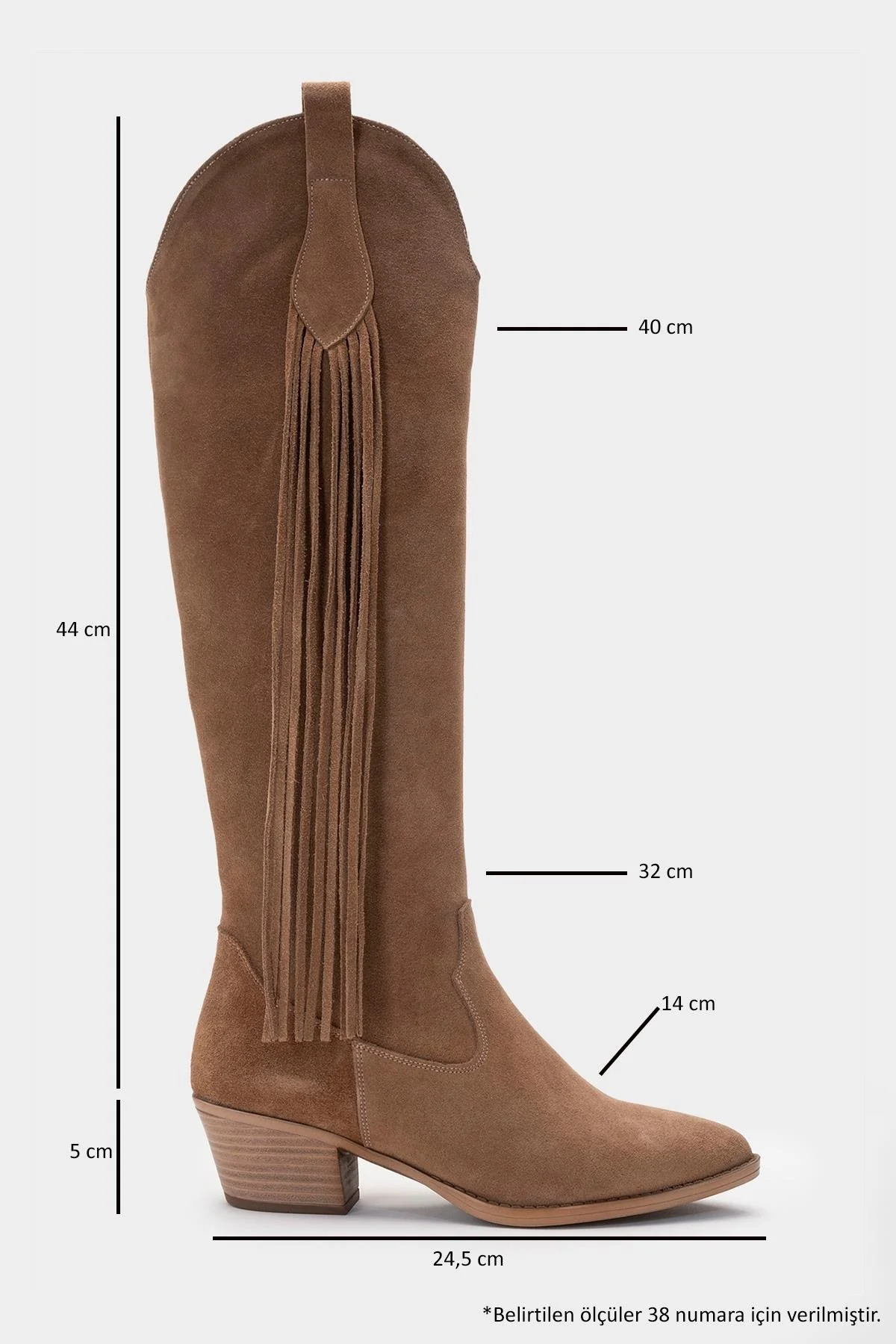 Rios - Taupe Genuine Leather Suede Block Heel Knee-High Boot (Women) - Image 4