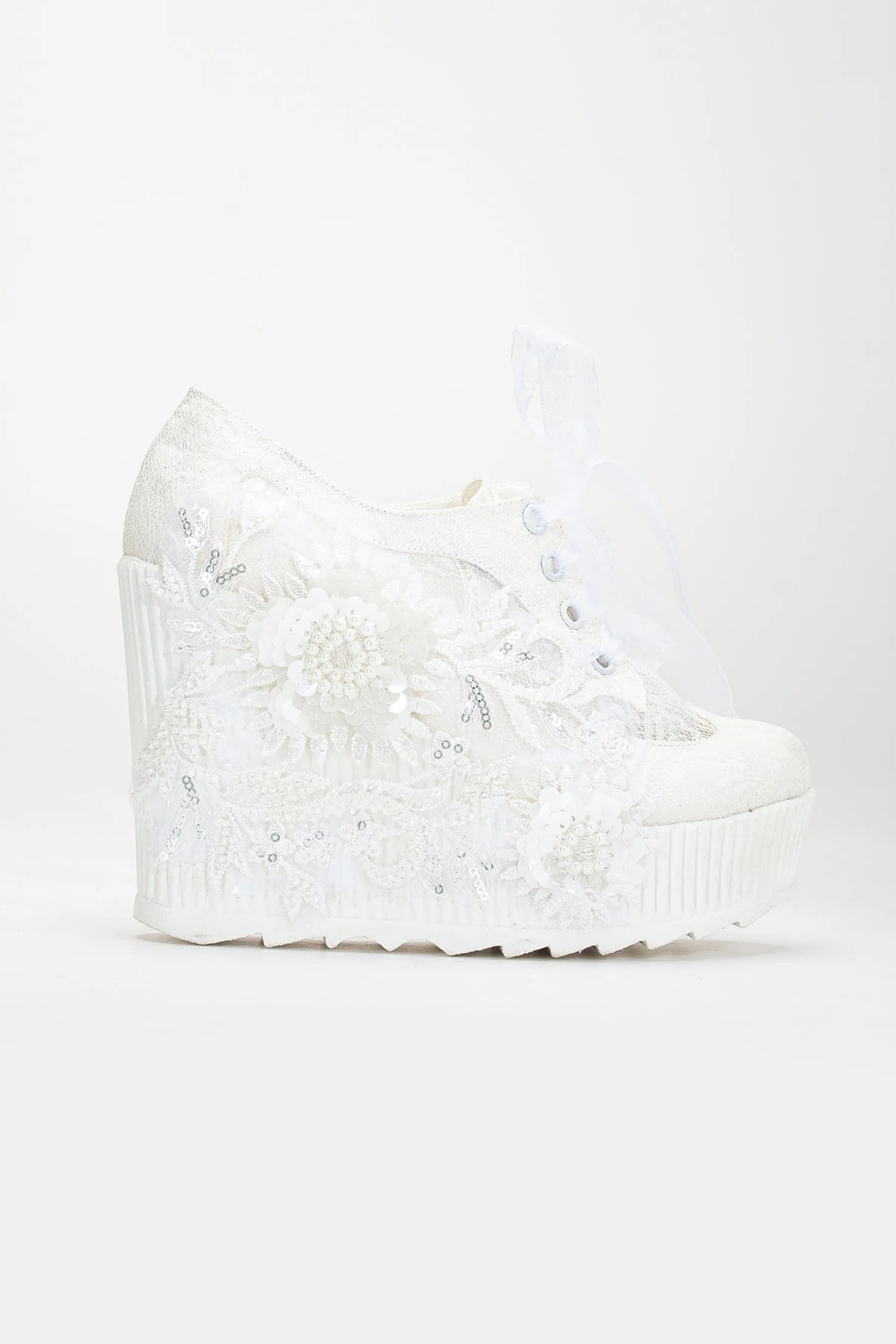 Sheri - Ivory Lace Wedding Sneakers - Image 3