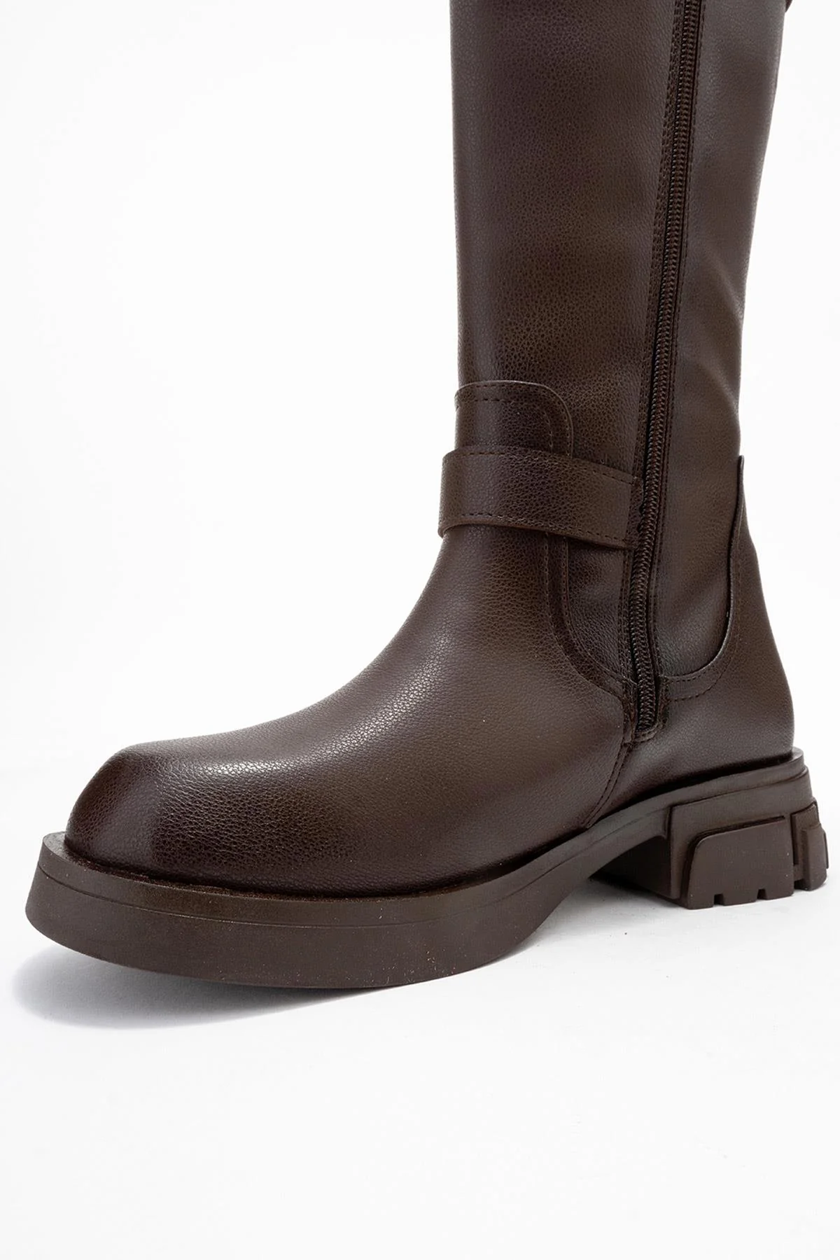 Sia - Cognac Stretch-Panel Flat Knee-High Boot (Women) - Image 4