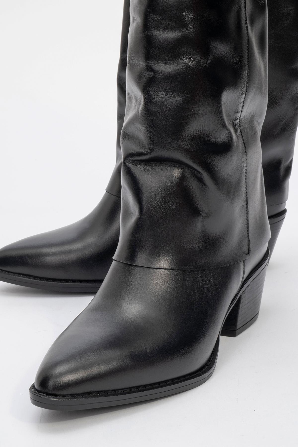 Sojo - Black Genuine Leather Block Heel Ankle Boot (Women) - Image 3