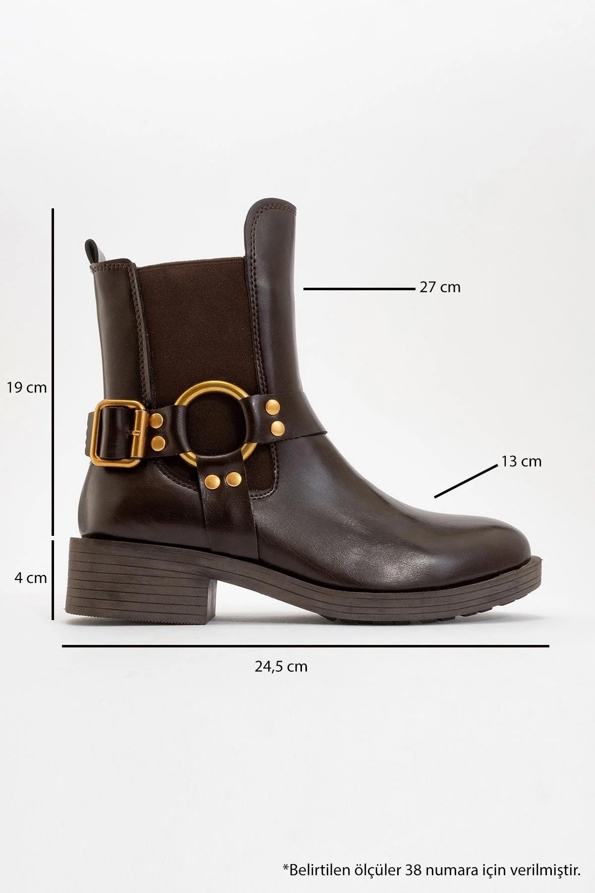 Stone - Cognac Buckled Elastic Zip Ankle Boot (Women) - Image 4