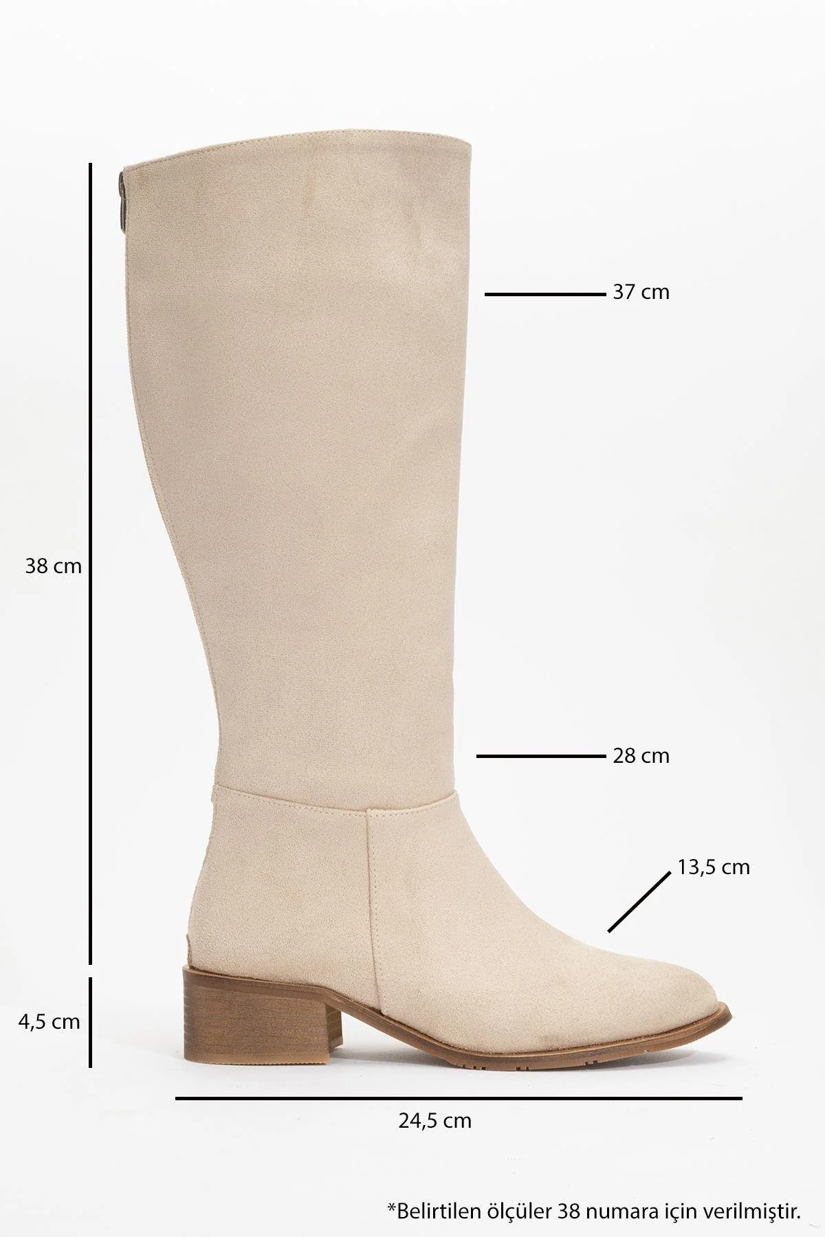 Svetlo - Beige Suede Back-Zip Knee-High Boot (Women) - Image 4