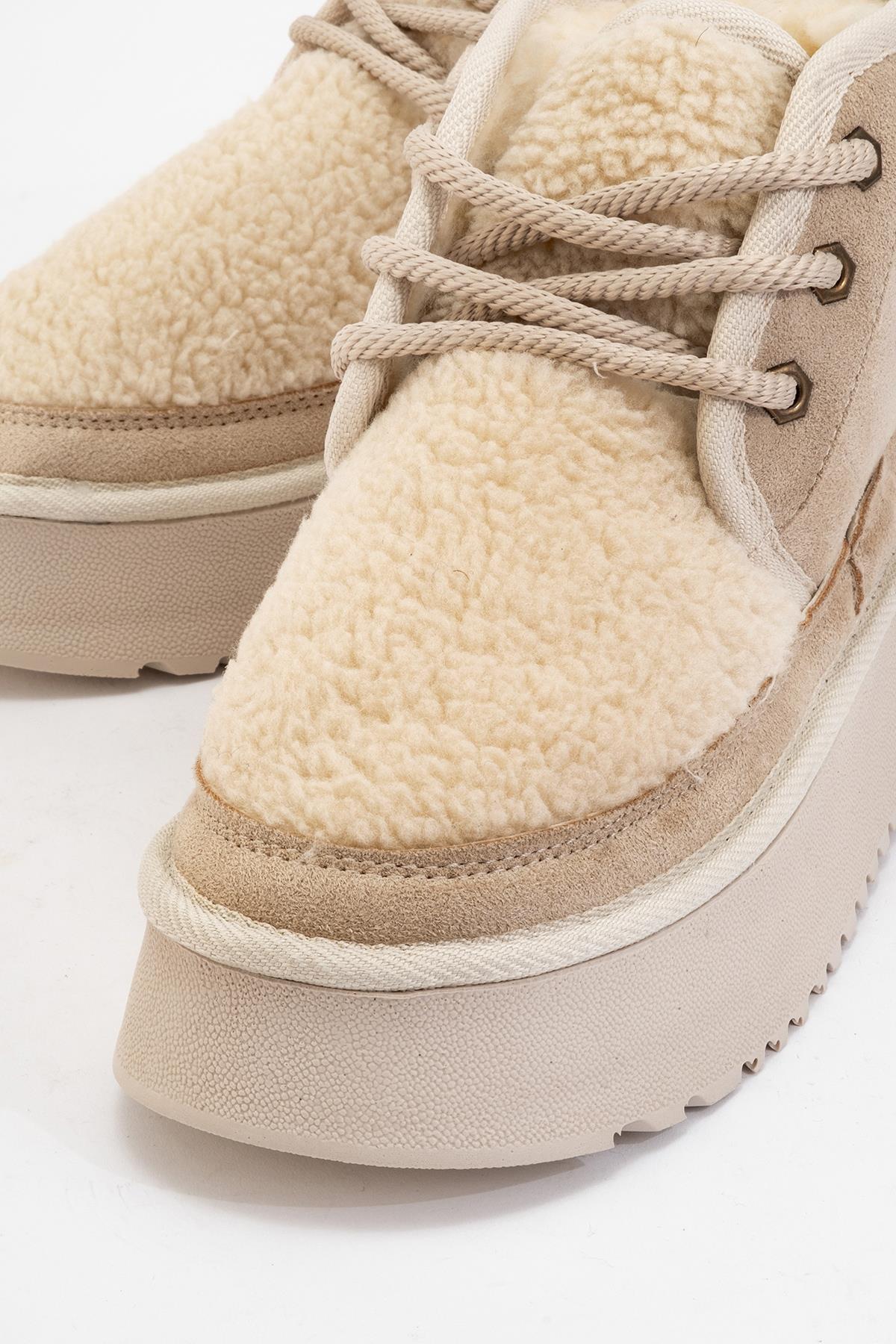 Tyson - Beige Lace-Up Platform Sport Boot (Women) - Image 3