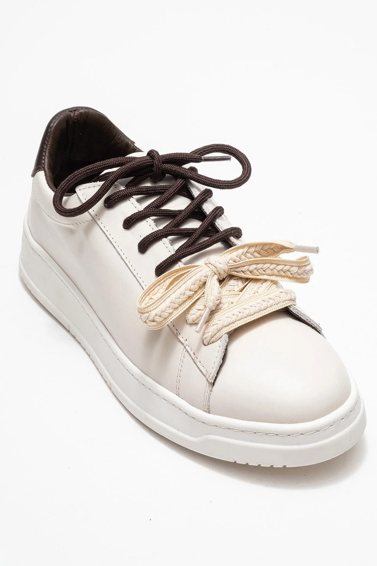 Warron - Ecru Brown Genuine Leather Sneaker (Women) - Image 3