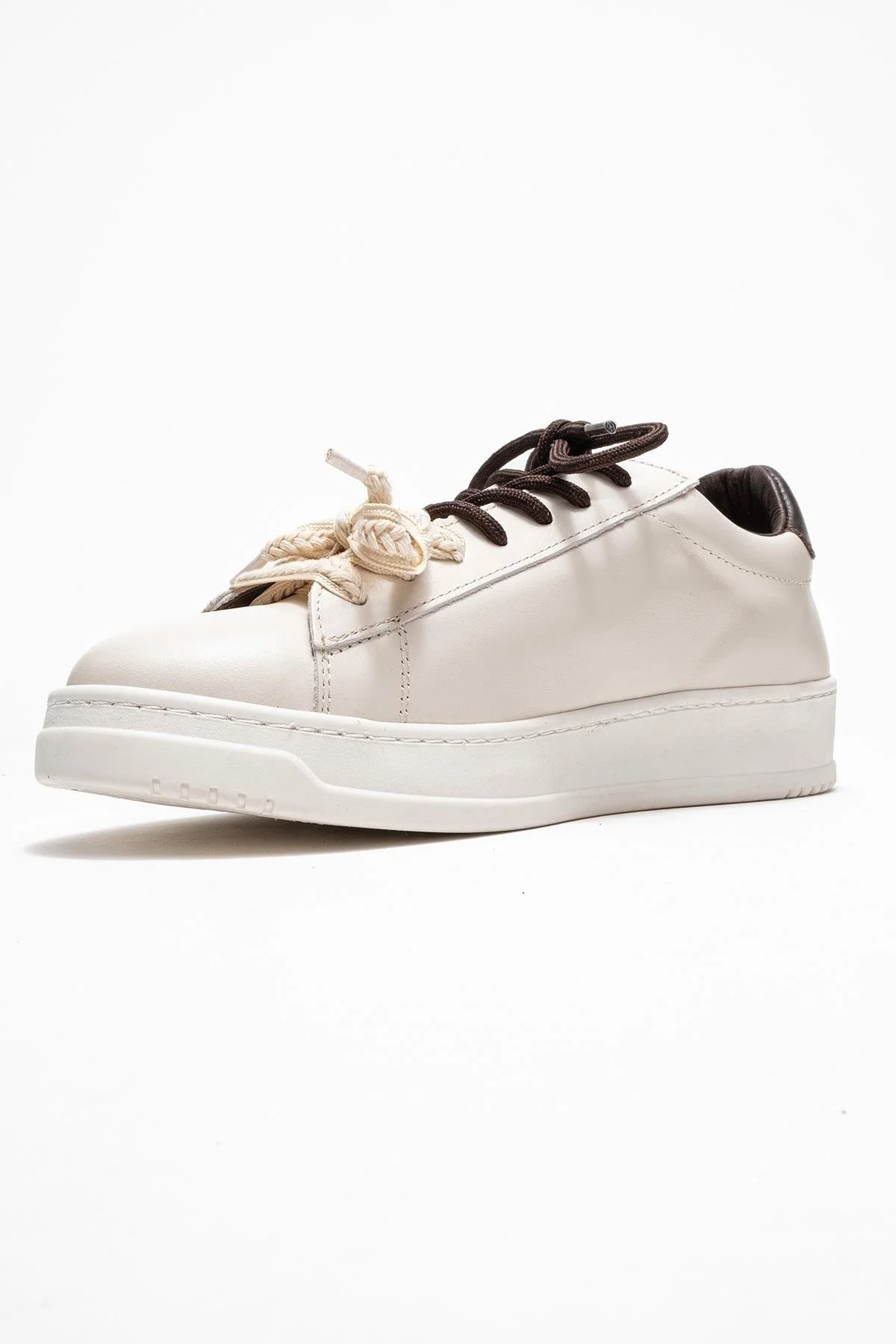 Warron - Ecru Brown Genuine Leather Sneaker (Women) - Image 4