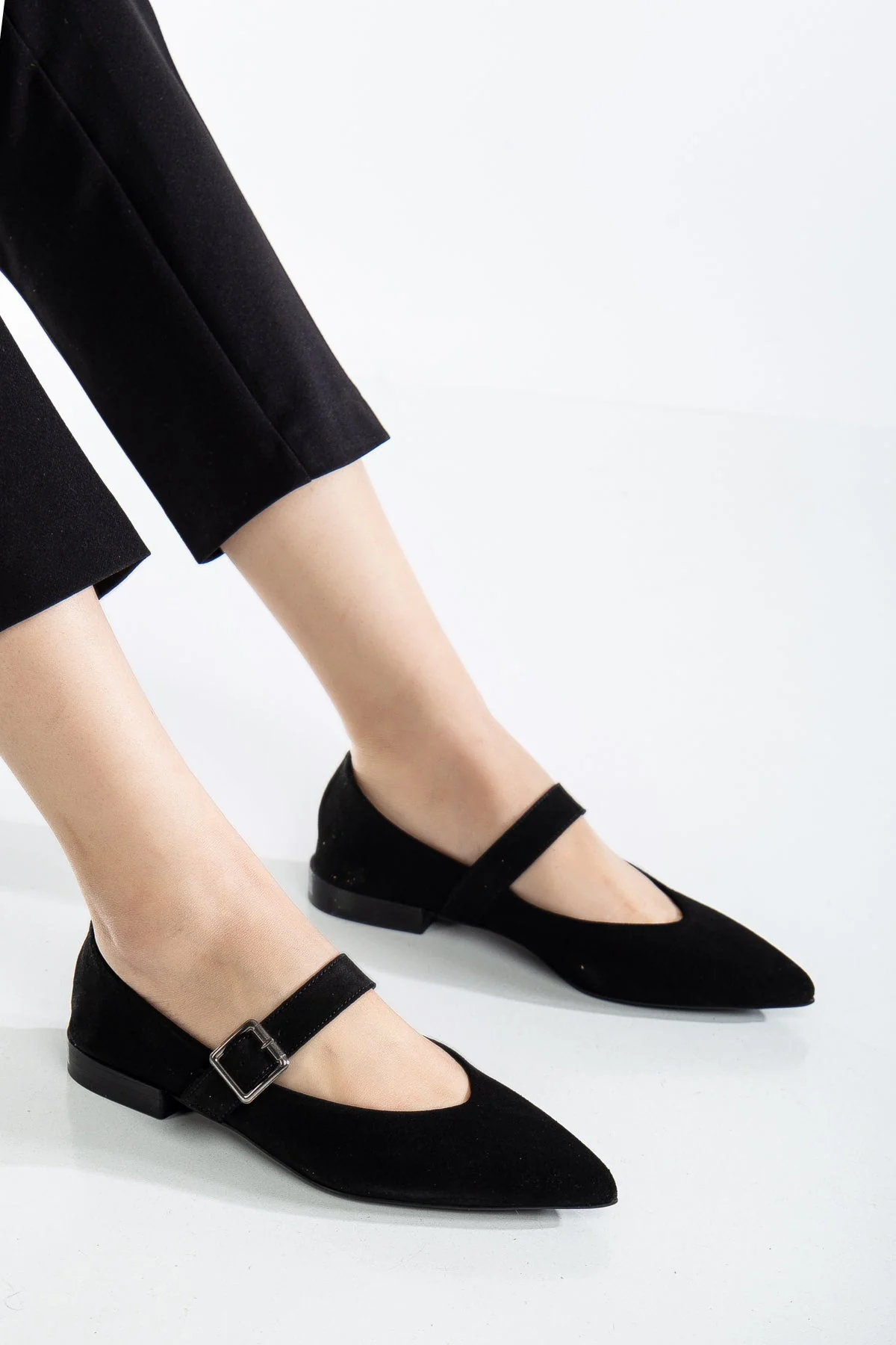 Willow - Black Suede Leather Mary Jane Flats (Women) - Image 3