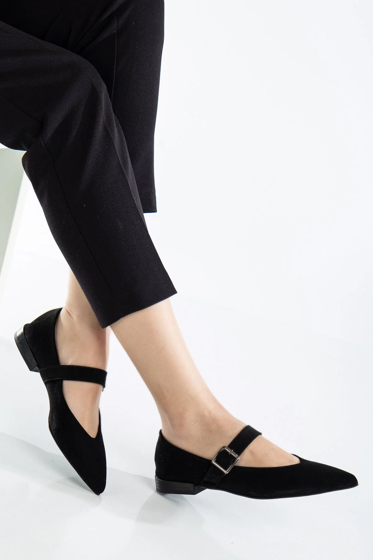 Willow - Black Suede Leather Mary Jane Flats (Women) - Image 4